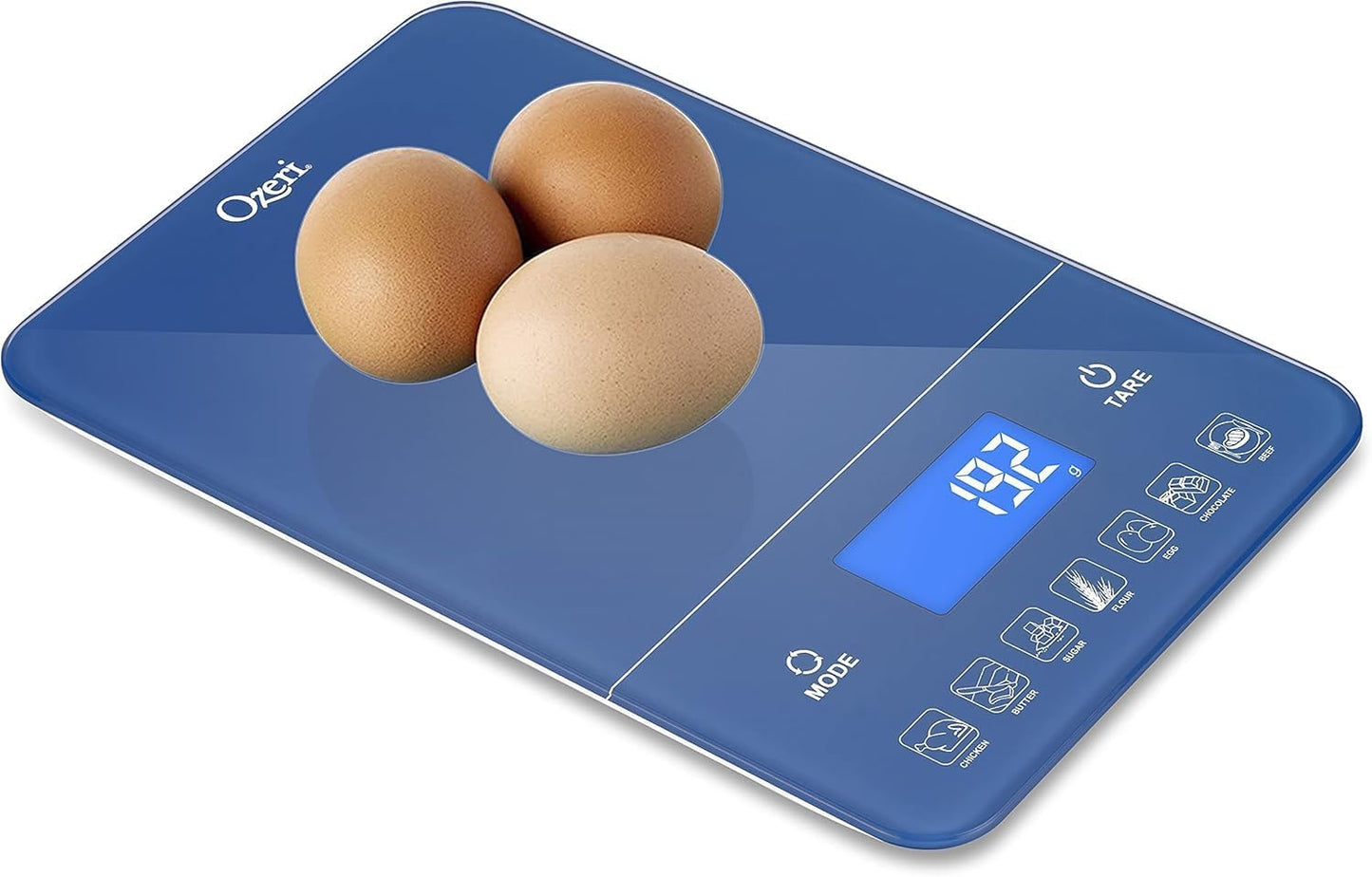 Ozeri Touch III Digital Kitchen Scale with Calorie Counter, 22 lbs (10 kg), Calla Green
