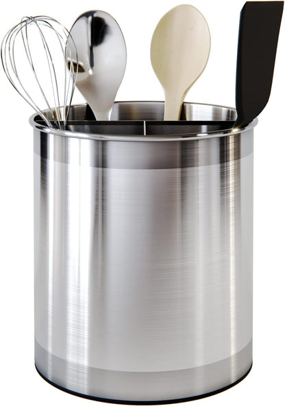 Cooler Kitchen Jumbo Extra Large Sturdy Rotating Black Utensil Holder Caddy with No-Tip Weighted Base, and Gripped Insert - Rust Proof and Dishwasher Safe Kitchen Utensils Holder