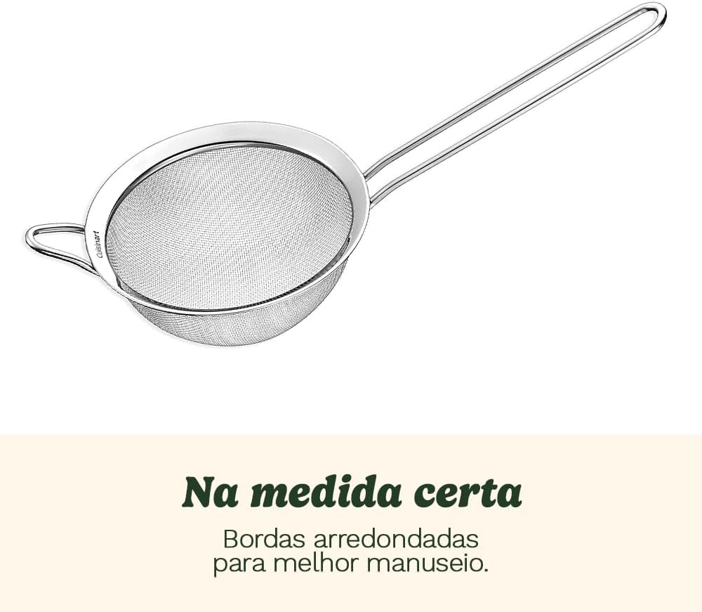 Cuisinart Mesh Strainers, 3 Count Stainless Steel Mesh Strainers for Kitchen, Fine Mesh Kitchen Strainer Set for Sifting, Straining & Cooking, Silver, CTG-00-3MS