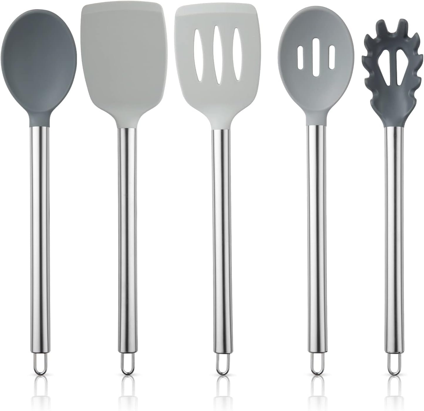 COOK WITH COLOR Silicone Cooking Utensils, Kitchen Utensil Set, Easy to Clean Silicone Kitchen Utensils, Cooking Utensils for Nonstick Cookware, Kitchen Gadgets Set, 10 Pieces, Green