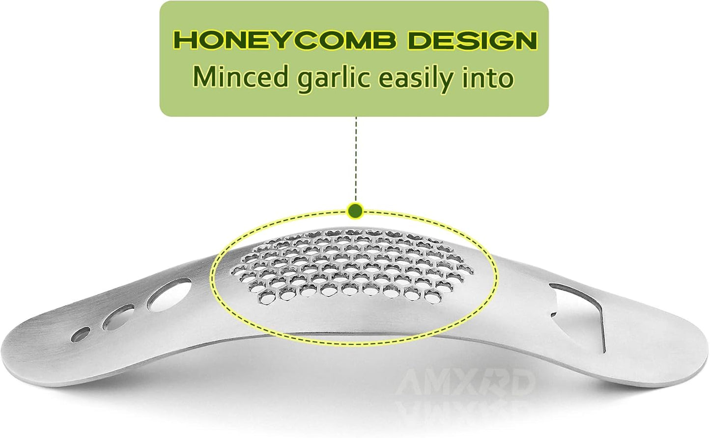 Garlic Press Rocker & Silicone Peeler, Stainless Steel Garlic Mincer Crusher Squeezer Kitchen Tool