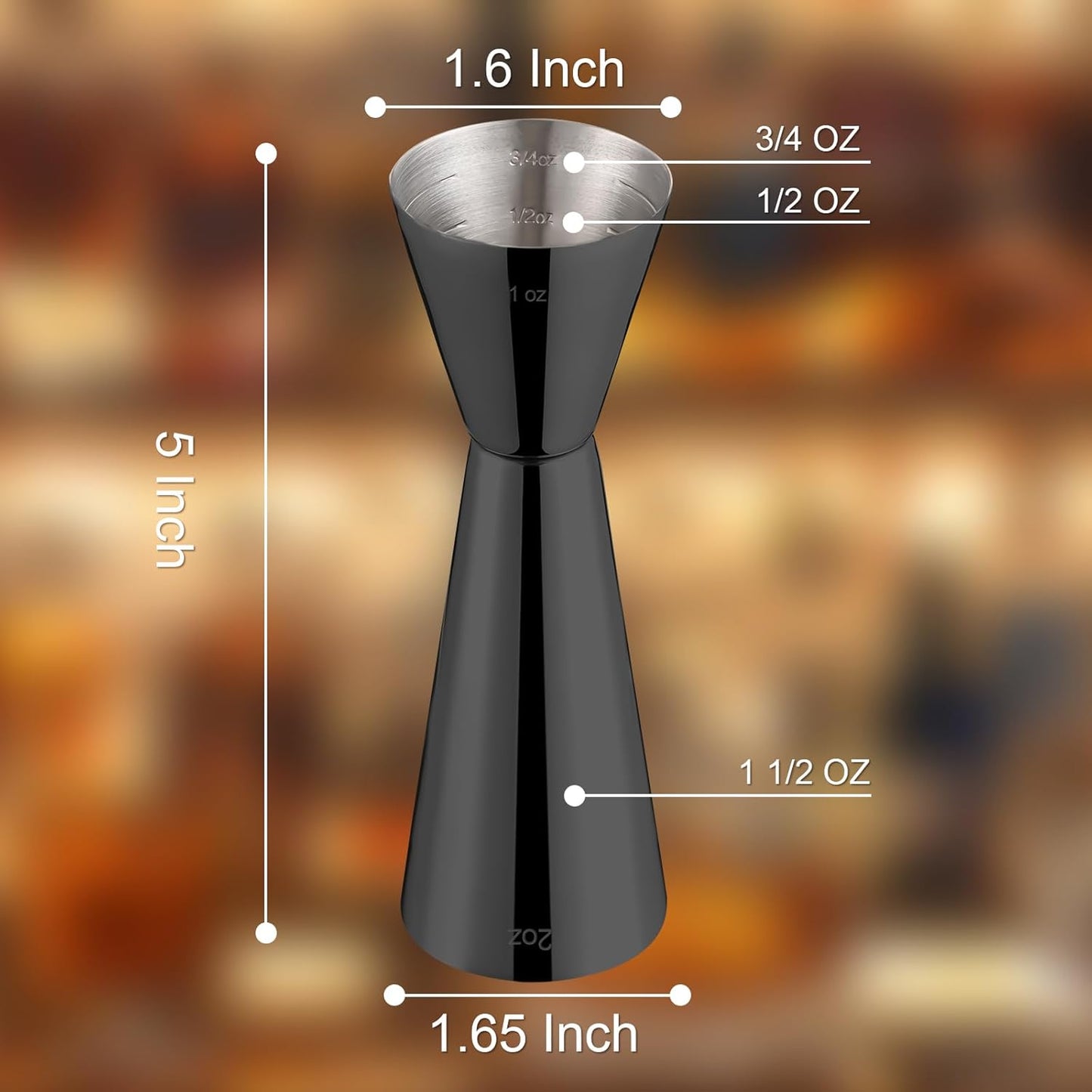 Briout Jigger for Bartending, Double Cocktail Jigger Japanese Premium 304 Stainless Steel Jigger 2 OZ 1 OZ with Measurements Inside