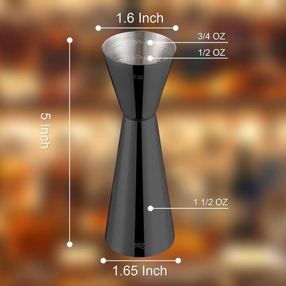 Briout Jigger for Bartending, Double Cocktail Jigger Japanese Premium 304 Stainless Steel Jigger 2 OZ 1 OZ with Measurements Inside