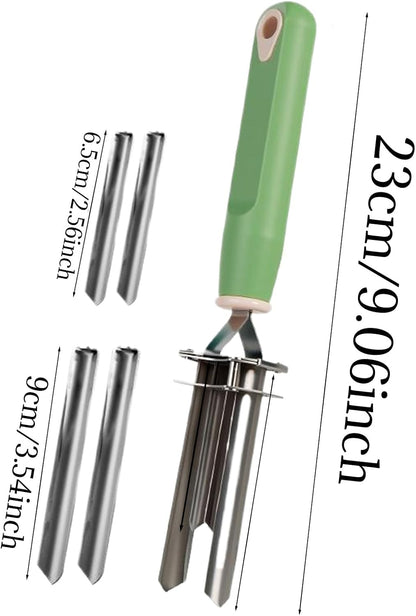 Adjustable Fruit & Vegetable Corer Tool - 6 Different Hole Spacing Options, Quick Deseeder, Suitable for Most Fruits (Orange)