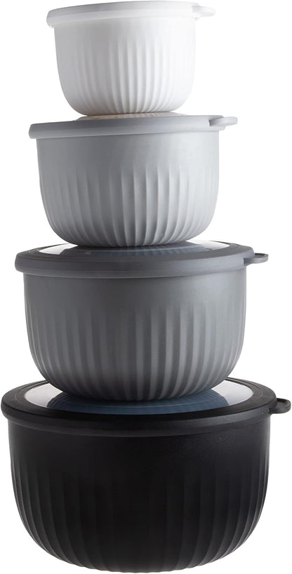 COOK WITH COLOR Prep Bowls with Lids- Wide and Deep Nesting Plastic Small Mixing Bowl Set with Lids, 8 Piece Set - Wide Bowls, Blue