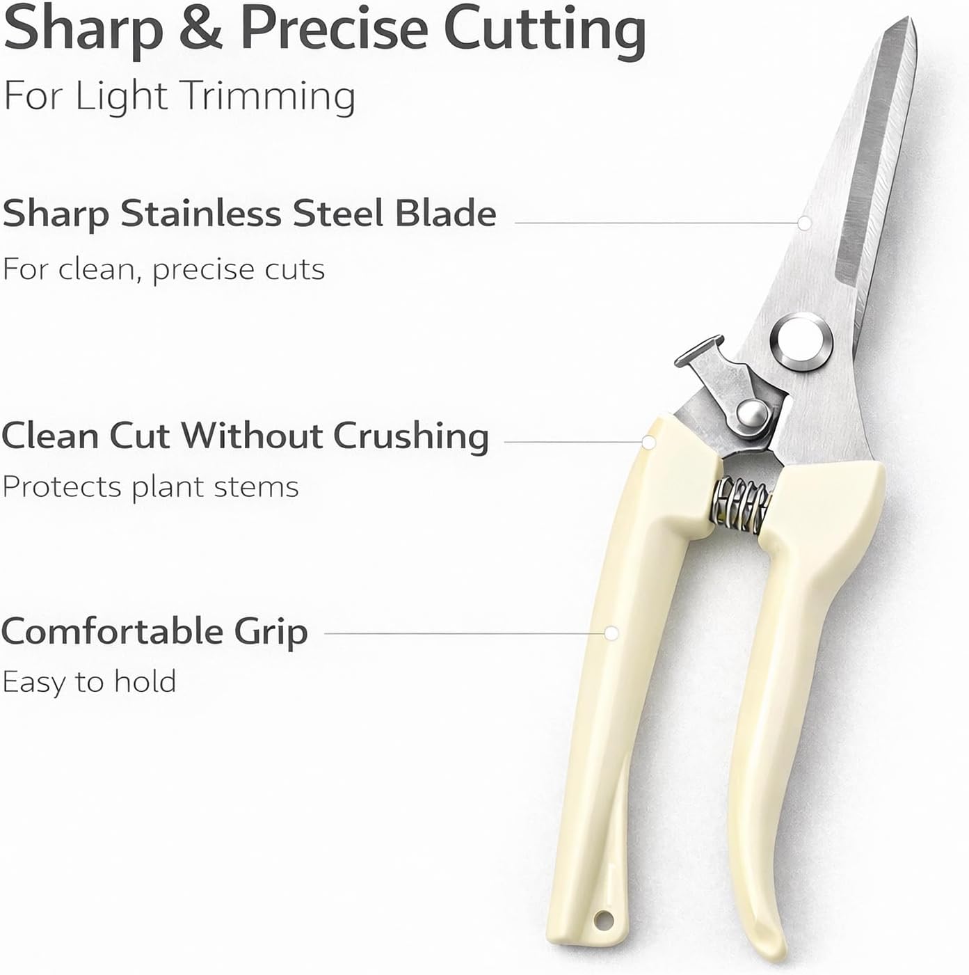 Pruning Shears, Gardening Scissors Garden Shears, Stainless Steel Garden Scissors with Comfortable Grip for Flowers, Herbs & Light Trimming, 1 Pack