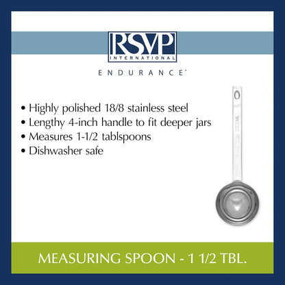 RSVP International Endurance Kitchen Collection Open Stock Measuring Spoon, Stainless Steel, Dishwasher Safe, 0.5-Teaspoon
