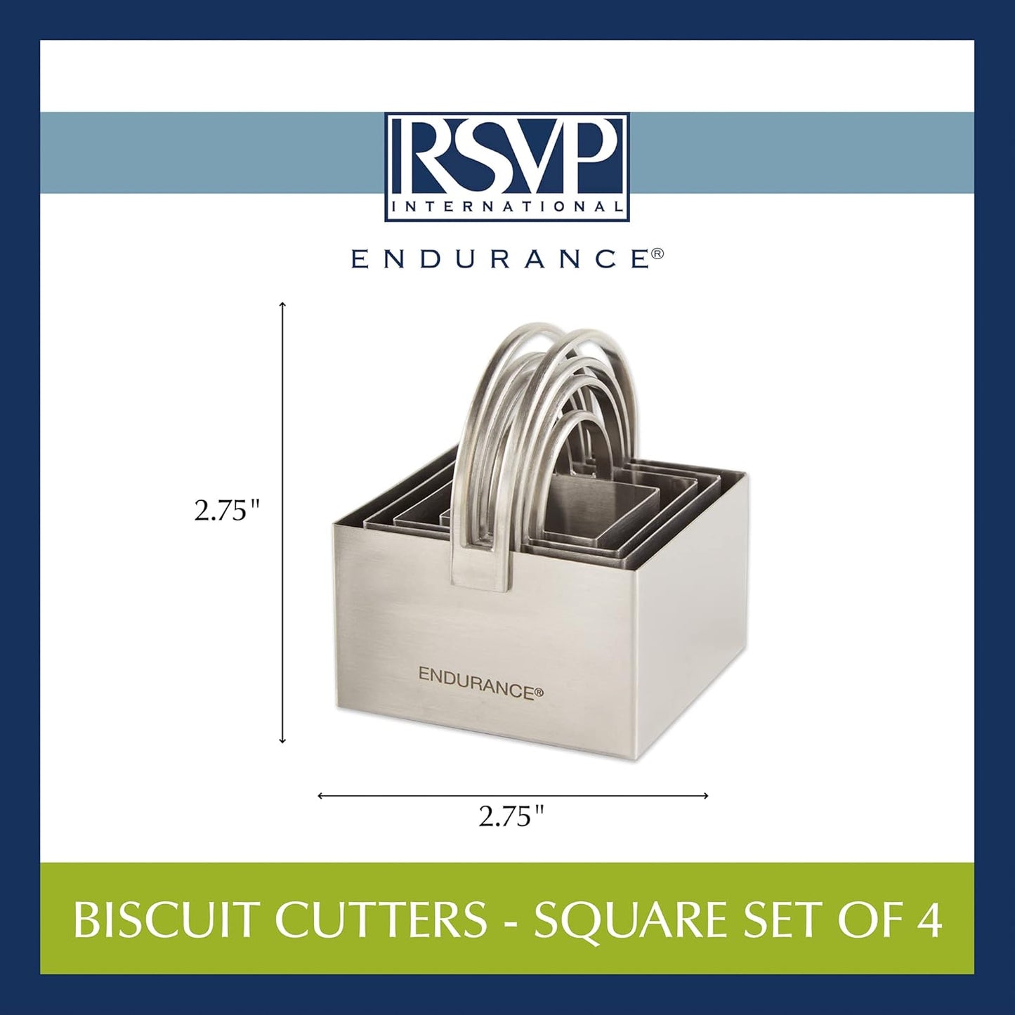 RSVP International Endurance Round Biscuit Cutters - Stainless Steel, Set of 4 | Nest for Easy Storage | For Cutting Thick or Thin Dough | Professional | High Handle Arch