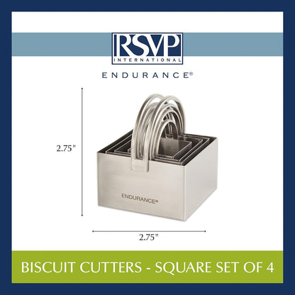 RSVP International Endurance Round Biscuit Cutters - Stainless Steel, Set of 4 | Nest for Easy Storage | For Cutting Thick or Thin Dough | Professional | High Handle Arch