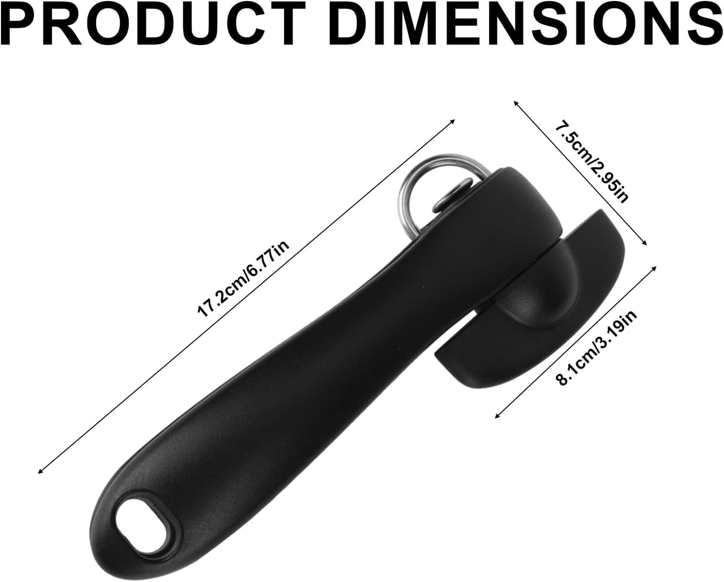Safety Side Cut Can Opener, Smooth Edge Manual No Sharp Edges Cutting Can Opener Manual with Ergonomic Handle Home Kitchen Utensils Gadgets Practical Accessories Items for Canned Food (Black)