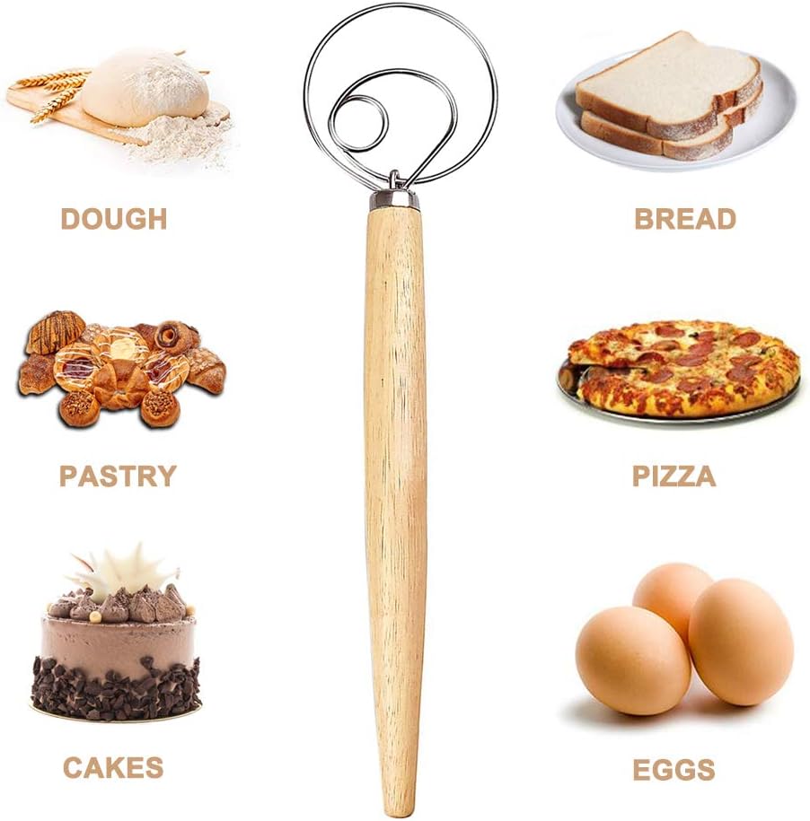 2 Pcs Danish Dough Whisk Large Stainless Steel
