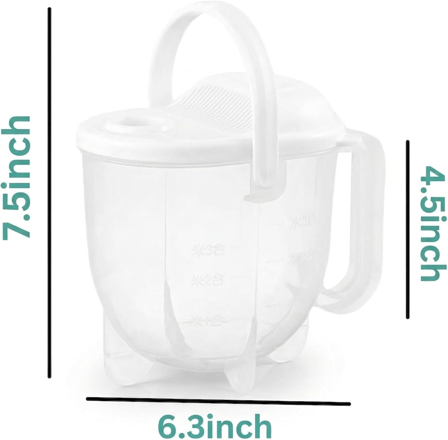 14oz Rice Washer Strainer Bowl with Handle - Plastic Grain & Vegetable Washing Bowl, Perfect for Rice Washing Bowl Needs and Rice Rinser Strainer Use with Beans, Pasta & Fruits