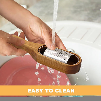 Cheese Grater With Container Stainless Steel Cheese Shredder With Wooden Handle Shredder Zester Grater Box Kitchen Handheld Cheese Spoon Grater for Cheese,Lemon,Chocolate