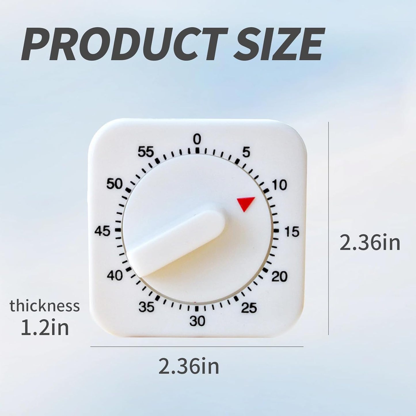Square 60 Minute Mechanical Kitchen Timer Loud Alarm No Batteries Ideal for Cooking Baking and Kitchen Management Black