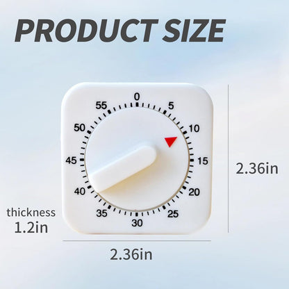 Square 60 Minute Mechanical Kitchen Timer Loud Alarm No Batteries Ideal for Cooking Baking and Kitchen Management Black