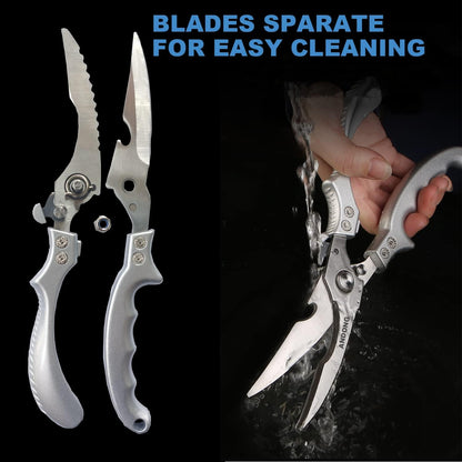 ANDONG Upgrade Heavy Duty Stainless Steel Kitchen Scissors - Professional Poultry Shears for Bone, Meat, Chicken, Fish, Turkey, Vegetables,Spring Loaded Multipurpose Ultra Sharp Utility Scissors