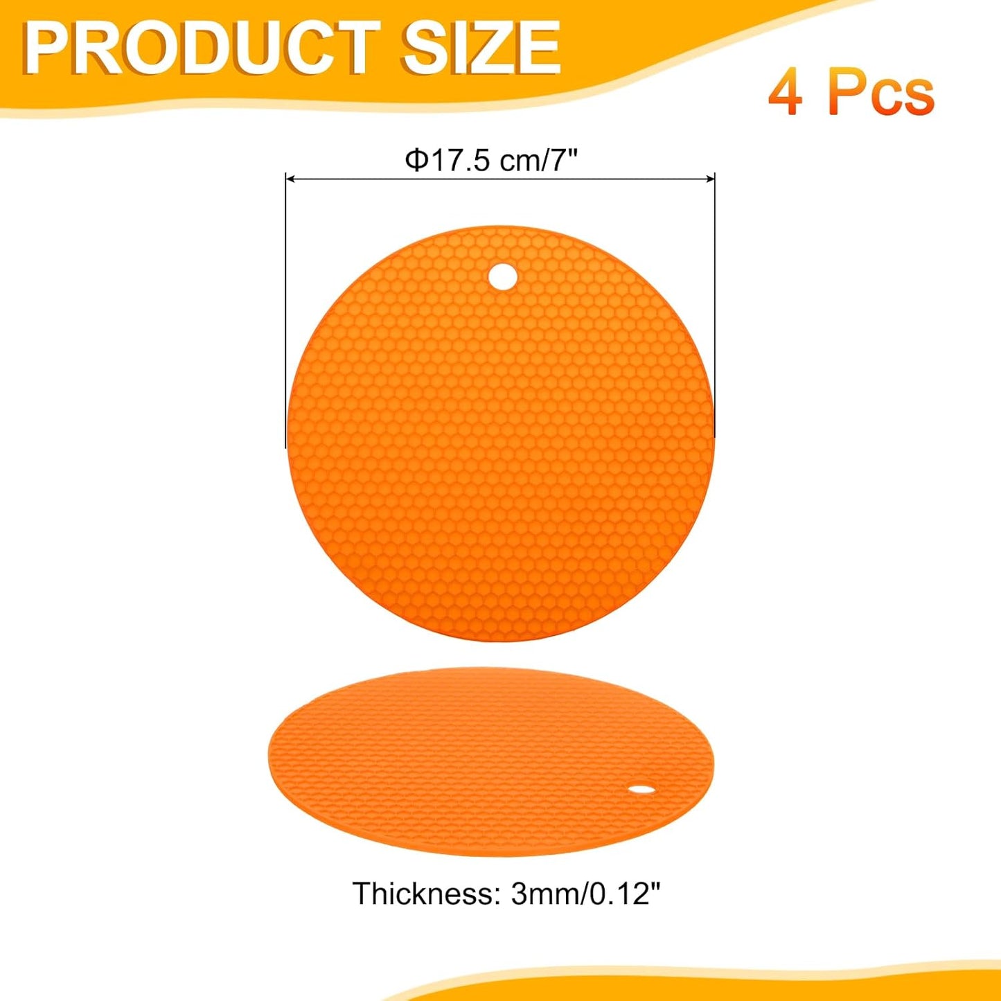 uxcell 4pcs Silicone Jar Opener Pads, 17.5cm/7" Texture Can Opener Multipurpose Round Bottle Lid Opener Non-Slip Coasters for Weak Hands Seniors Children, Black