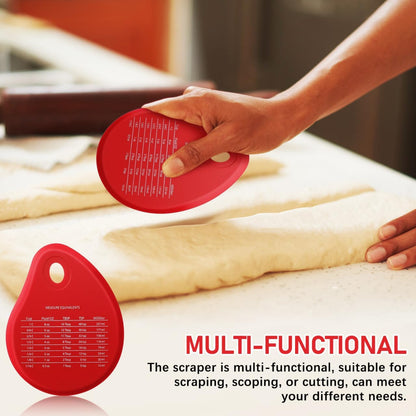 Kichvoe Silicone Dough Scraper with Measuring Scale, Flexible Bowl & Bench Scraper for Bread, Pastry, Sourdough - Multipurpose Cutter and Chopper for Baking, Pizza, Cake
