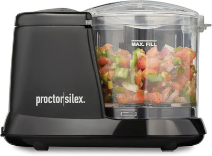Proctor Silex Durable Electric Vegetable Chopper & Mini Food Processor for Chopping, Puree & Emulsify, 1.5 Cup, White