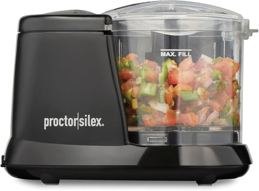 Proctor Silex Durable Electric Vegetable Chopper & Mini Food Processor for Chopping, Puree & Emulsify, 1.5 Cup, White