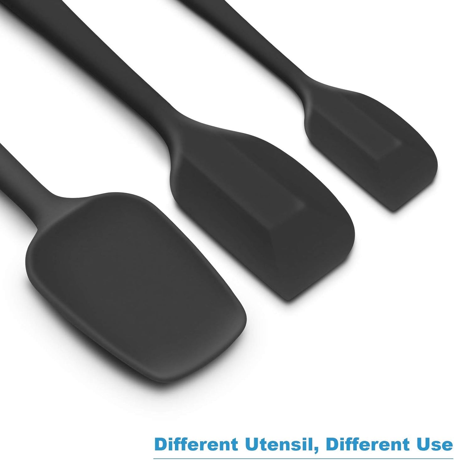 Silicone Spatulas Set Turners Tongs Cooking Utensils Set High Heat Resistant Kitchen Scraper Spatulas for Cooking Mixing Baking BPA Free Dishwasher Safe, Black