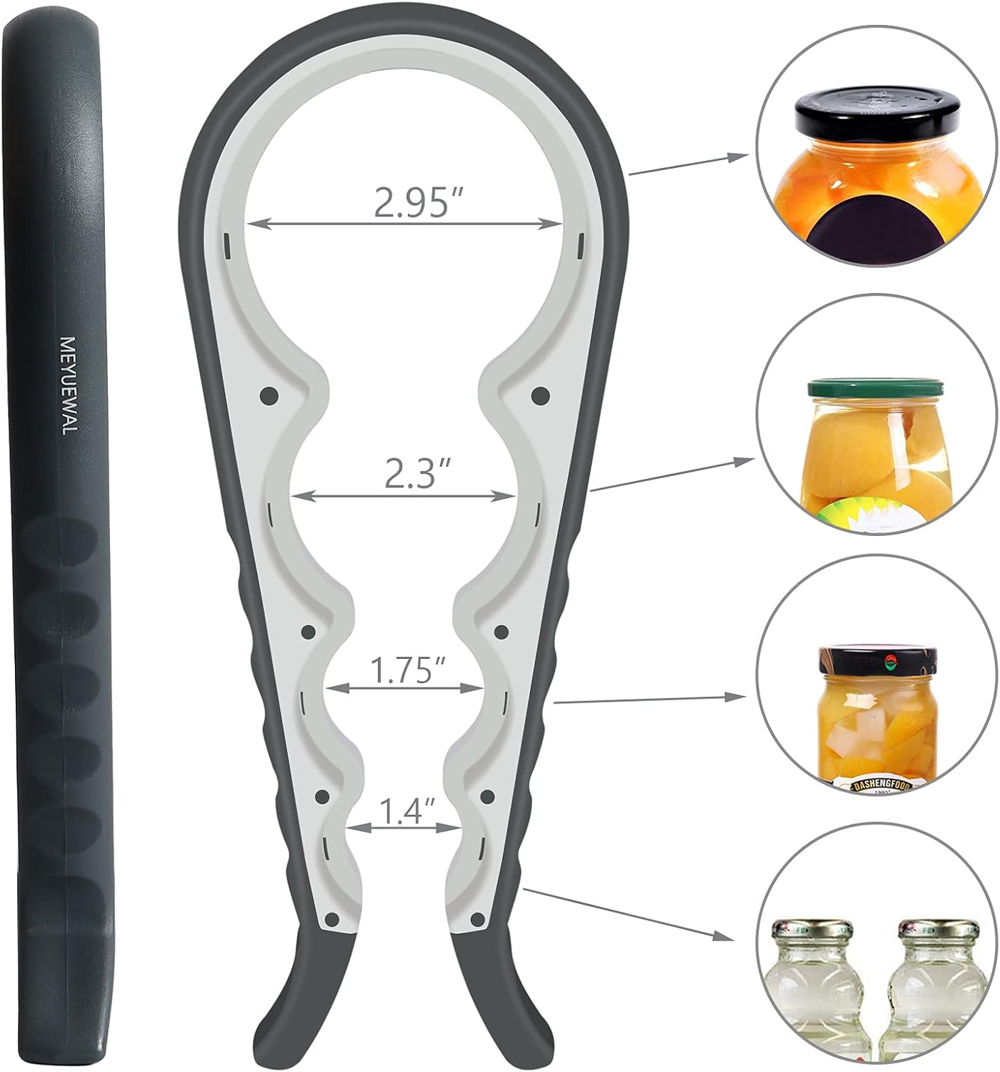 Jar Opener, 5 in 1 Multi Function Can Opener Bottle Opener Kit with Silicone Handle Easy to Use for Children, Elderly and Arthritis Sufferers (Apple Red）