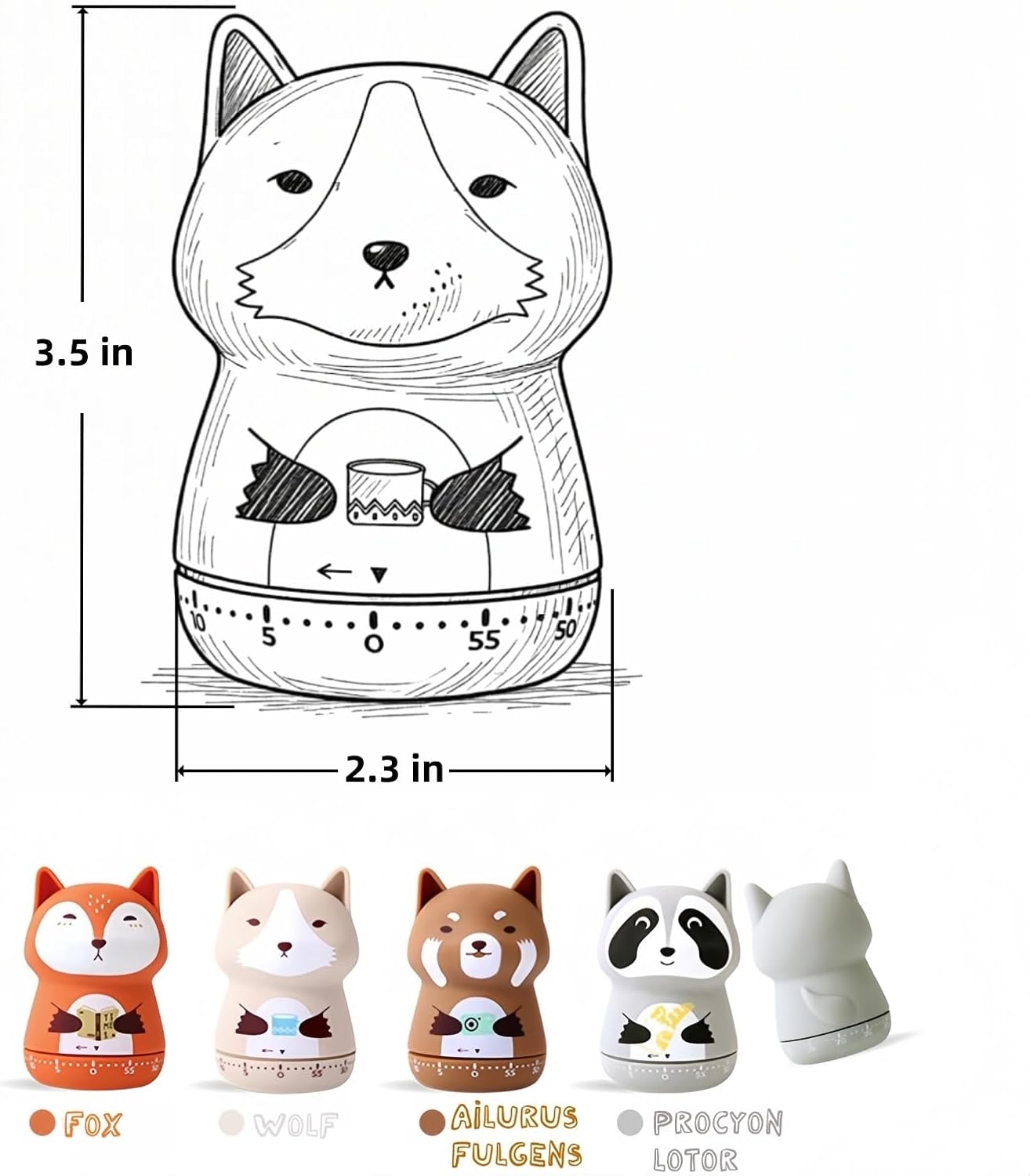 Mechanical Kitchen Timer,Cute,Novelty,60 Minutes Manual Countdown,Kitchen Classroom Learning Cooking (Orange Fox)