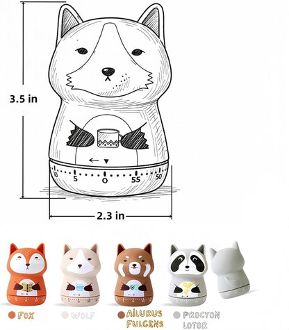 Mechanical Kitchen Timer,Cute,Novelty,60 Minutes Manual Countdown,Kitchen Classroom Learning Cooking (Orange Fox)