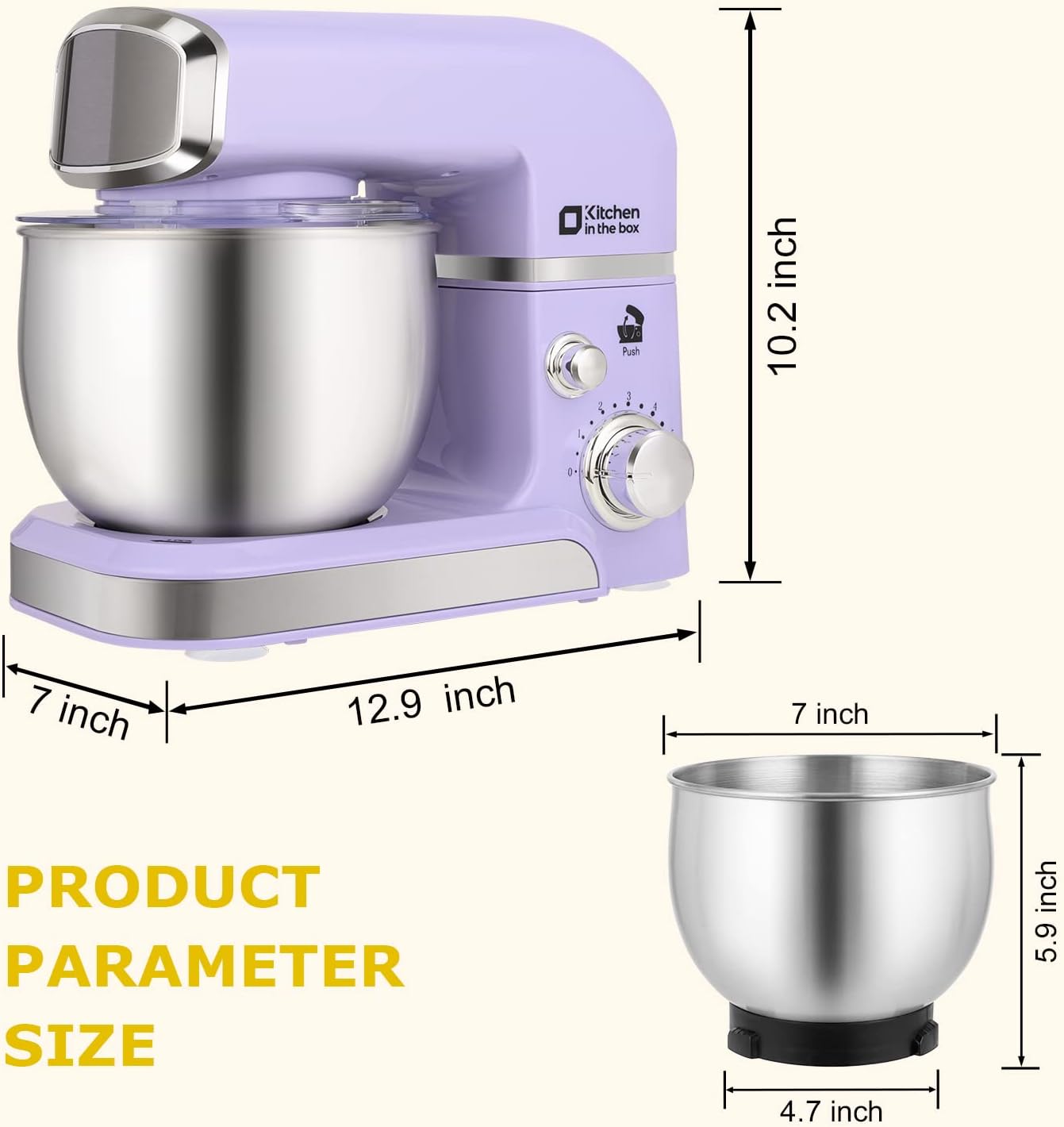 Kitchen in the box Stand Mixer,3.2Qt Small Electric Food Mixer,6 Speeds Portable Lightweight Kitchen Mixer for Daily Use with Egg Whisk,Dough Hook,Flat Beater (Black)