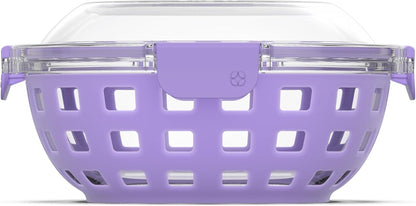 Ello DuraGlass Food Storage Glass Lunch Bowl - Meal Prep Container with Silicone Sleeve and Airtight Lid, 5 Cup, Yucca