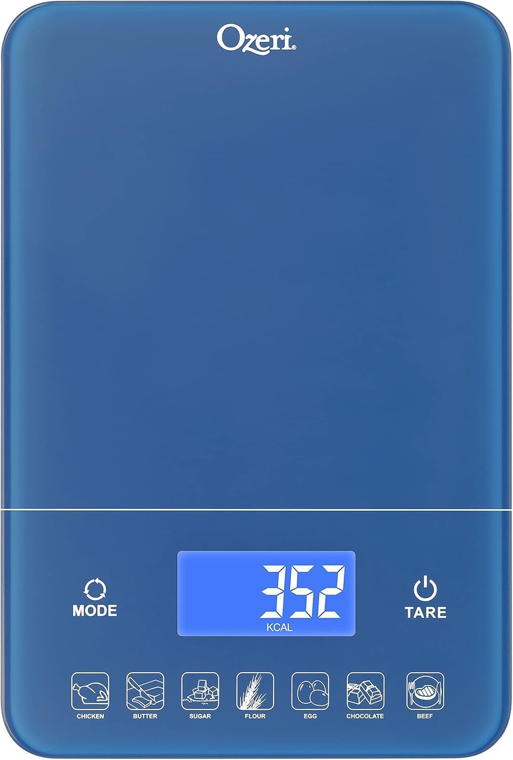 Ozeri Touch III Digital Kitchen Scale with Calorie Counter, 22 lbs (10 kg), Calla Green