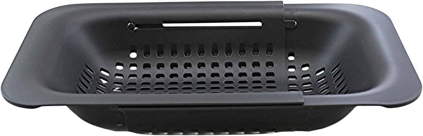 Over-the-Sink Expandable Colander – BPA-Free Collapsible Plastic Strainer for Fruits, Vegetables, Pasta & Dishes – 14.25" to 19.5" Adjustable Sink Basket – Black