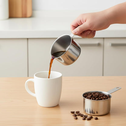 2 Pcs 1/8 Cup (30ml, 1oz) Measuring Cup, Stainless Steel Measuring Scoop Coffee Scoops Small Metal Measure Cups Tablespoon for Wet and Dry Ingredients, Metric and US Measurement, Dishwasher Safe