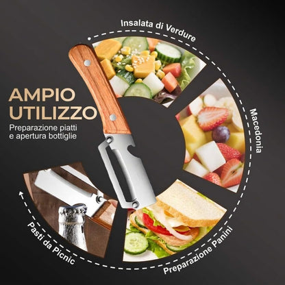 Multi-Functional Vegetable Peeler, 2026 Ultra-Sharp Stainless Steel Blade with Wooden Handle and Bottle Opener, Contour-Flow for Kitchen Prep, Camping, Apple Potato Pumpkin Papaya Peeling (2)