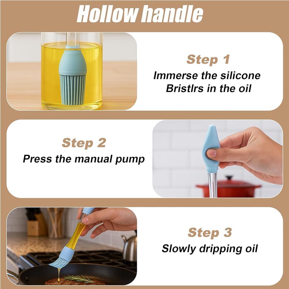 4 Pack Silicone Basting Pastry Brushes with 2 Wood Handle Culinary Oil Brushes, Heat Resistant Brush Set, Perfect for BBQ Sauce Barbecue Butter Grill Baking Kitchen Cooking, BPA Free & Dishwasher Safe