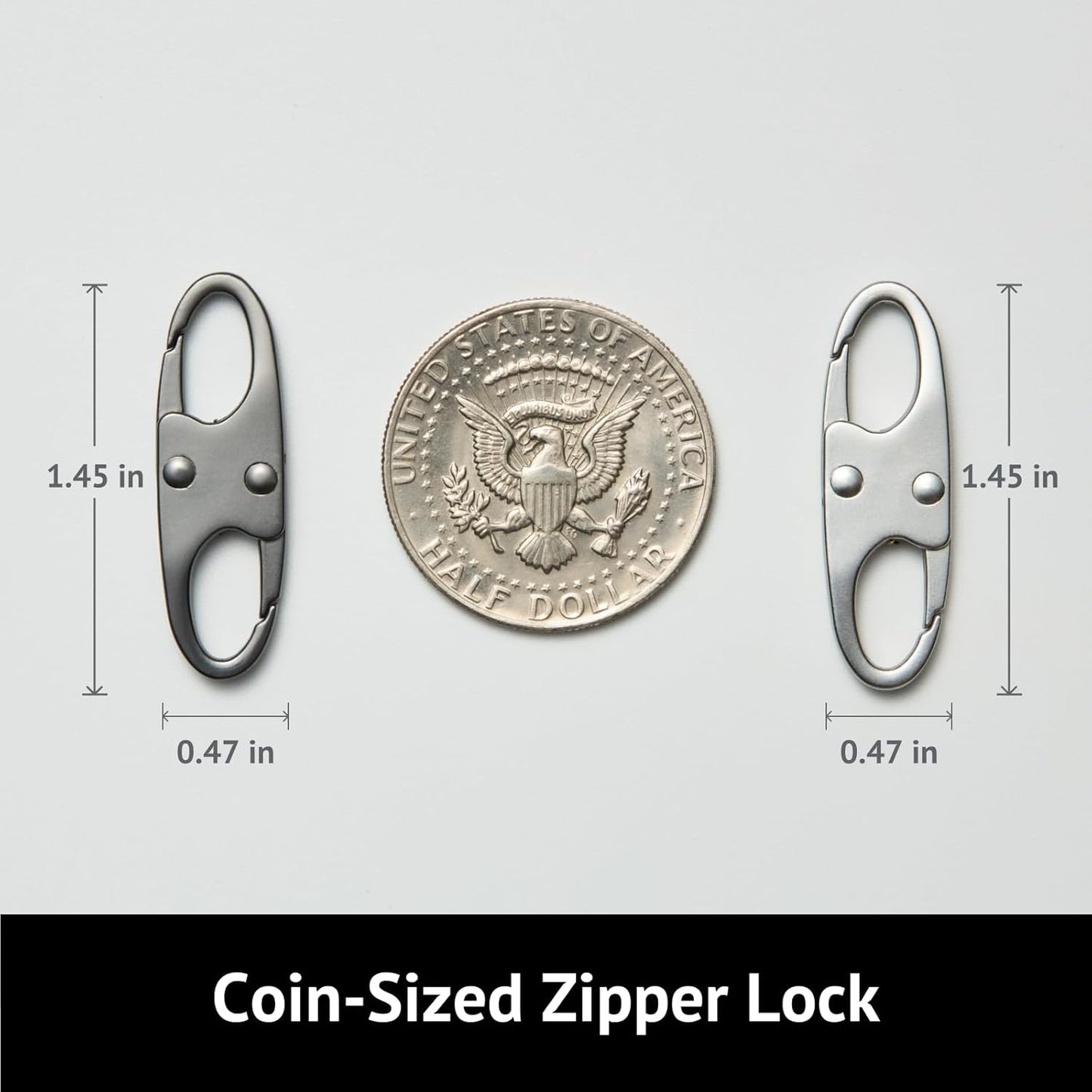 zelin Anti Theft Zipper Clips Double Opening Small Carabiner Clips, 4Pcs Elegant Zinc Alloy Zipper Pull Replacement for Travel, Commuting and Camping (Space Grey)