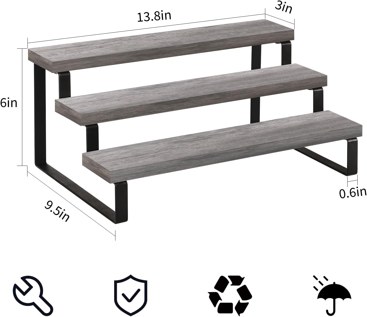 YINMIT Wooden Display Riser Stand, Tiered Perfume and Cologne Organizer Stand, 4 Tier Spice Rack Organizer, Rustic Display Shelf for Candles (4 Tier)