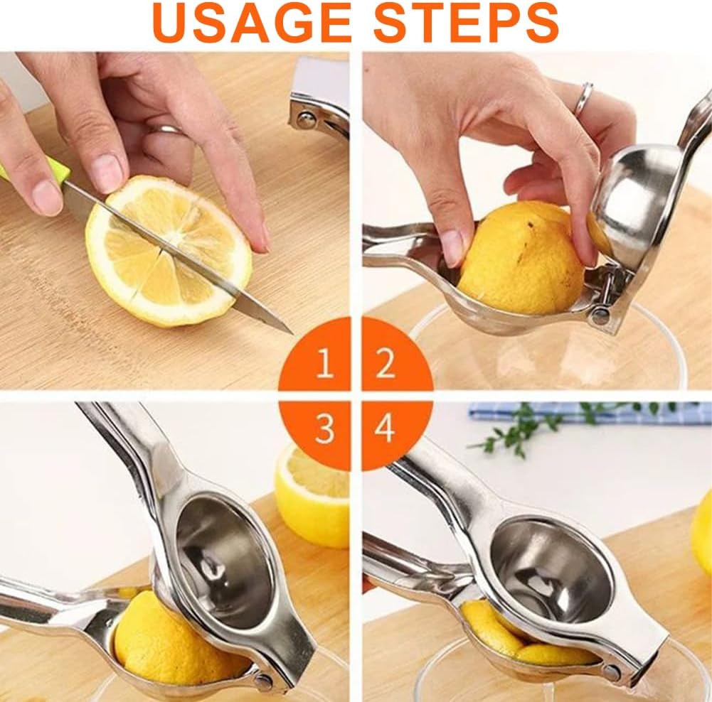Manual Lemon Squeezer,Stainless Steel Engineered Hand Lemon Juicer,Safe Quick and Effective Juicing,Easy to Use & Clean,Press Hand Lime Citrus Fruit Juicers,Lime Squeezer Bar Tool