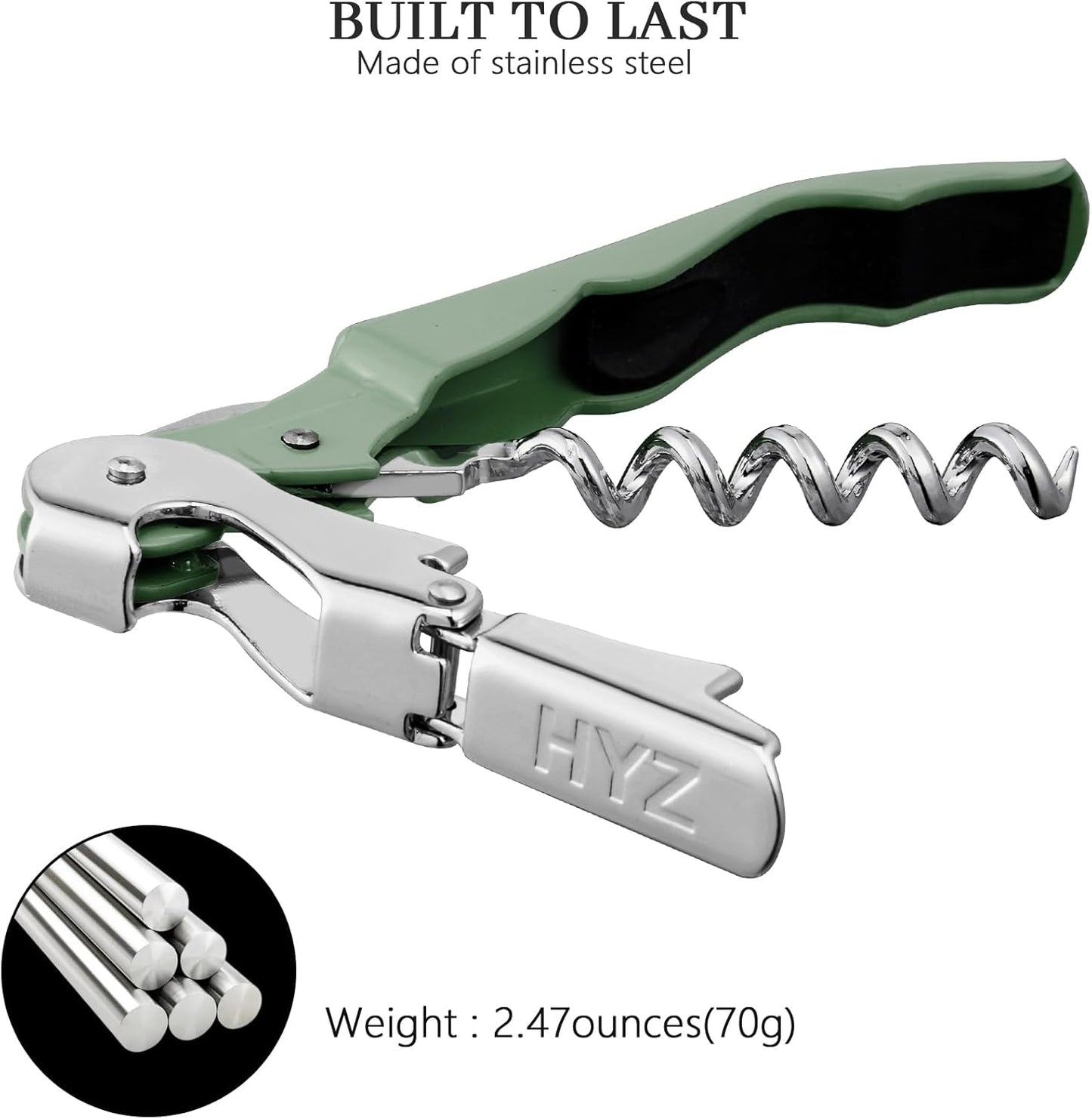 HYZ 2-Pack Wine Opener Waiter Corkscrew, Professional Wine Key for Servers, Bartender, with Foil Cutter, Manual Wine Bottle Opener Double Hinged (Black)