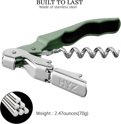 HYZ 2-Pack Wine Opener Waiter Corkscrew, Professional Wine Key for Servers, Bartender, with Foil Cutter, Manual Wine Bottle Opener Double Hinged (Black)