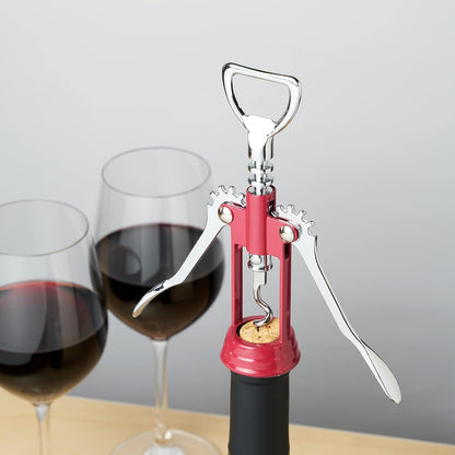 True Soar Winged Corkscrew Wine Opener, Multi-Purpose Bottle Opener for Beer and Soda, Stainless Steel with Chrome Finish, Easy to Remove Cork for Bartenders, Home Bar, Kitchen, Set of 1, Blue