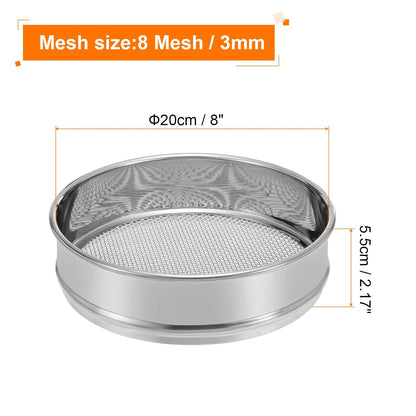 PATIKIL 10 Mesh Lab Sieve, 8" Diameter Test Sieve 304 Stainless Steel Wire Cloth (2mm) for Industrial Laboratory