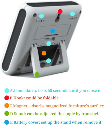 Magnetic Digital Clock for Kitchen - Timer with Alarm, 12/24 Hours, Big Screen, Loud Alarm & Strong Magnet - Count-Up & Count Down for Baking, Sports, Office, Study - Black