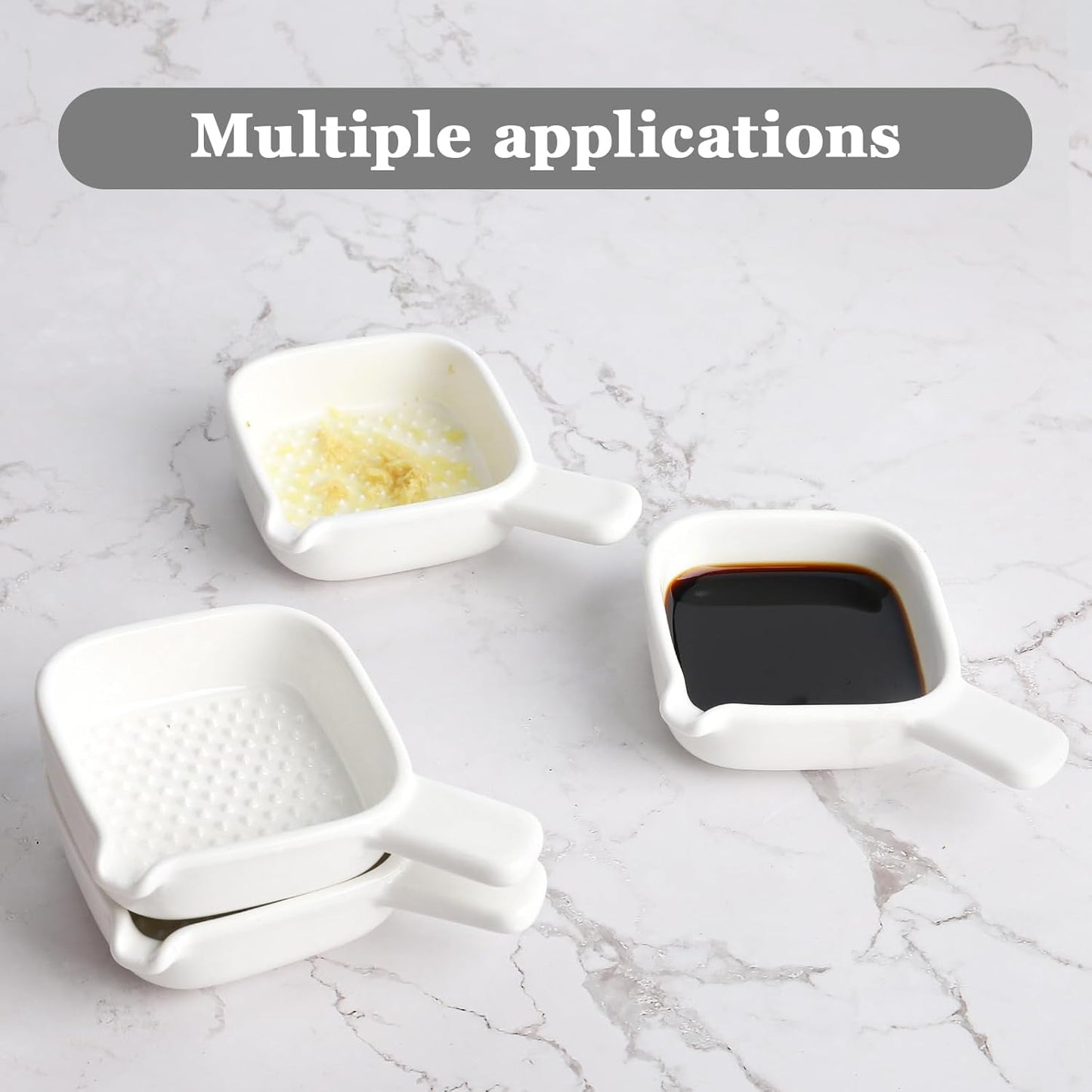 Ceramic Grinder Set 4 Pcs Porcelain Garlic Grater Plate for Ginger Garlic Onion and Cheese Kitchen Tool