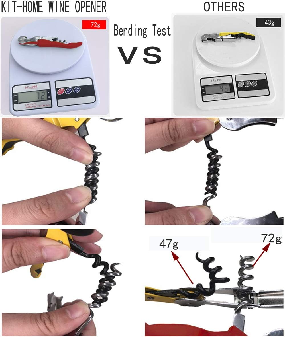 Kit-Home Professional Waiter Corkscrew Wine Openers Set (4 PCS),Upgraded with Heavy Duty Stainless Steel Hinges Wine Key for Restaurant Waiters, Sommelier, Bartenders