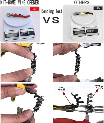 Kit-Home Professional Waiter Corkscrew Wine Openers Set (4 PCS),Upgraded with Heavy Duty Stainless Steel Hinges Wine Key for Restaurant Waiters, Sommelier, Bartenders
