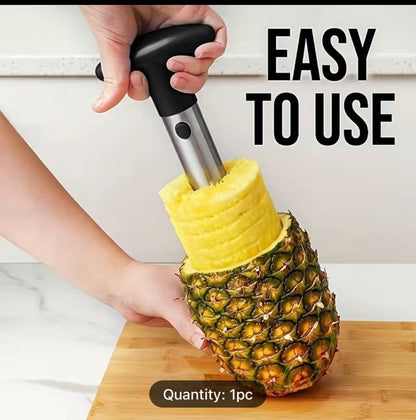 Pineapple Corer Slicer Peeler Stainless Steel for Diced Fruit Rings All in One (Yellow)