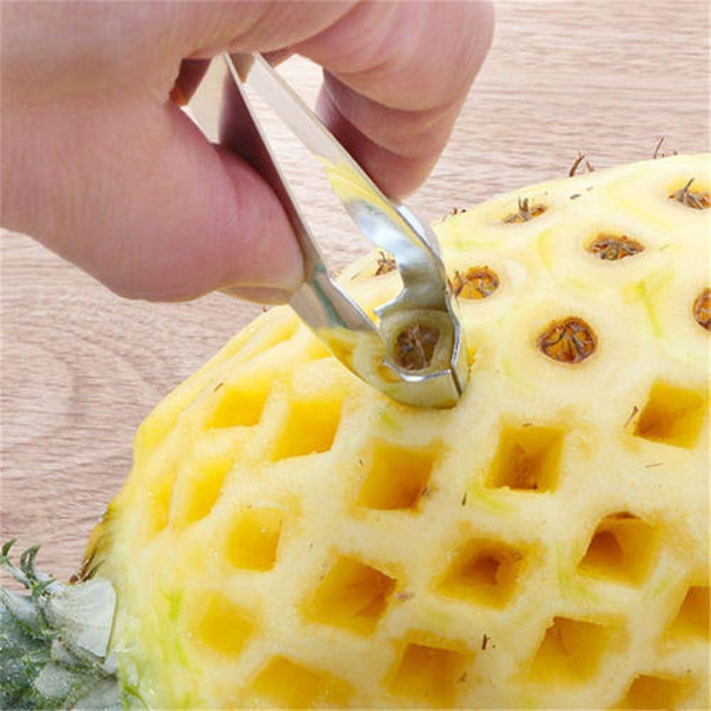 Wixine 2Pcs Stainless Steel Pineapple Peeler Remover Fruit Slicer Eye Cutter Kitchen Tools