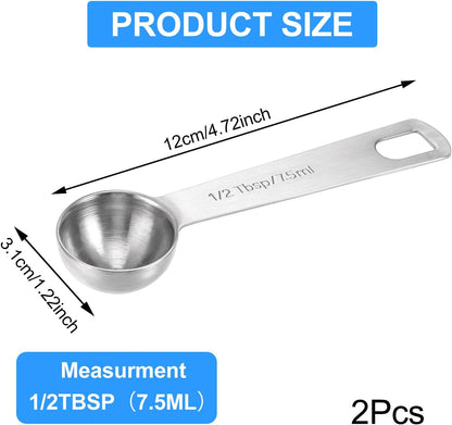 2 Pcs 1 Teaspoon Scoop Measuring Spoon Stainless Steel Teaspoons (5ml) Coffee Scoop and Tablespoon Measuring Spoon Metal Kitchen Gadgets for Cooking and Baking