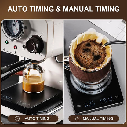 OBEST Mini Coffee Scale with Timer, Rechargeable Espresso Scale with Type-C, Travel Small Coffee Bean Scale with LED Display, Portable Digital Kitchen Scale, Pour Over Scale 3kg/0.1g Precision Black